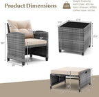 Tangkula 5 Pieces Patio Conversation Set, PE Wicker Rattan Outdoor Furniture Set - Image 9