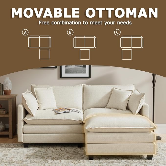 78” Modular Sectional Sofa, L Shaped Cloud Couch - Image 5