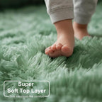 Amdrebio Sage Green Fuzzy Kids Area Rug 4x6 - Image 4