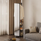 WoodsWhisper Full Length Mirror Coat Rack Solid Wood Floor Mirror 66"x12" Full - Image 9