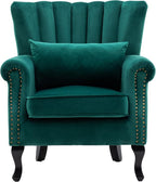 Mid Century Accent Chair Modern Tufted Wingback Armchairs Club Chair Velvet by DMFurniture