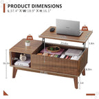 LYNCOHOME Fluted Lift Top Coffee Table - Image 2