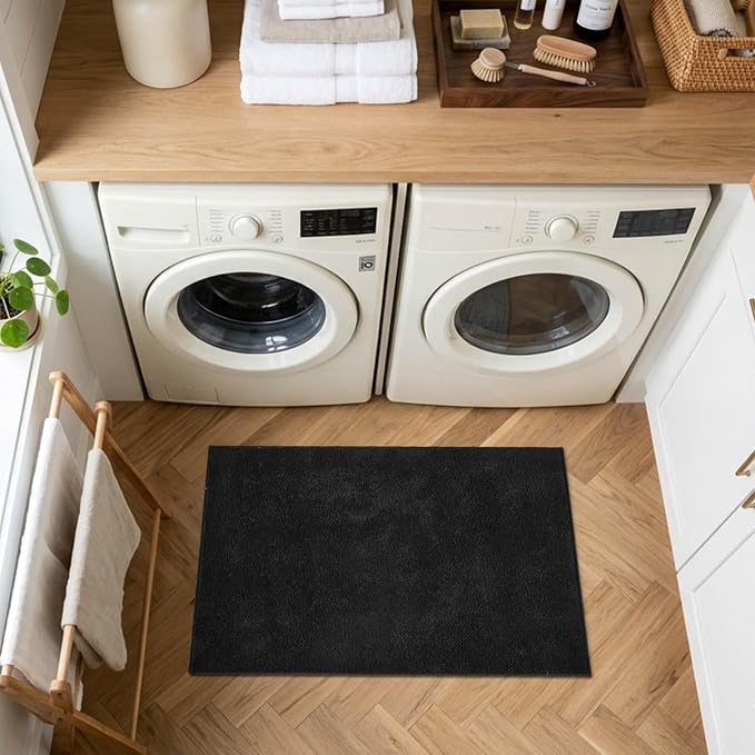 2x3 Black Solid Area Rug Washable Non-Slip Soft - Image 4