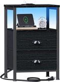 Furologee Nightstands with Charging Station, End Table with LED Lights by Furologee