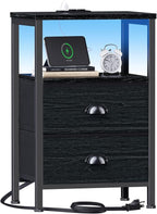 Furologee Nightstands with Charging Station, End Table with LED Lights by Furologee