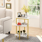 AWQM Faux Marble Table Set, Coffee Table & 2 Side Table, Faux Marble Tabletop - Image 7