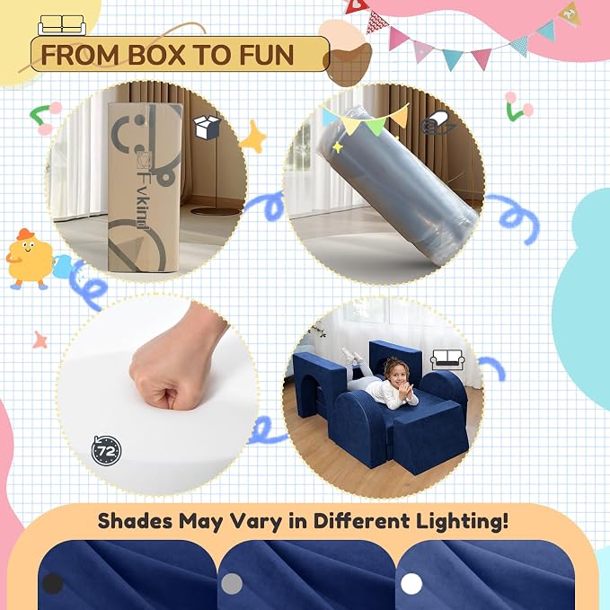Fvkind 10 Pcs Modular Kids Play Couch, Foam Kids Play Couch - Image 9