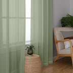Chyhomenyc Sage Green Sheer Curtains 84 inches Long 2 Panels | Light Filtering - Image 5