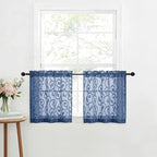 Furman Cafe Curtains 24 Inch Length 2 Panels Set, Elegant Geometric Jacquard - Image 3