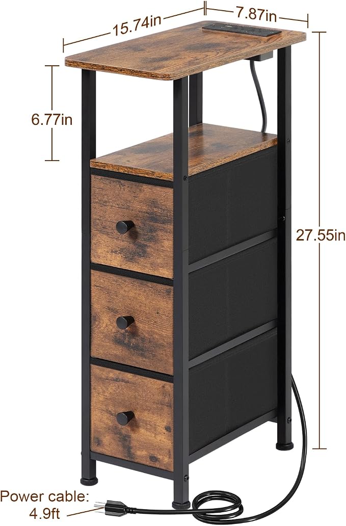 LOAKEKEL Narrow End Tables Living Room Set of 2 - Image 3