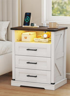 Turosur Night Stand with Charging Station 22" Large Farmhouse Nightstands with by Turosur