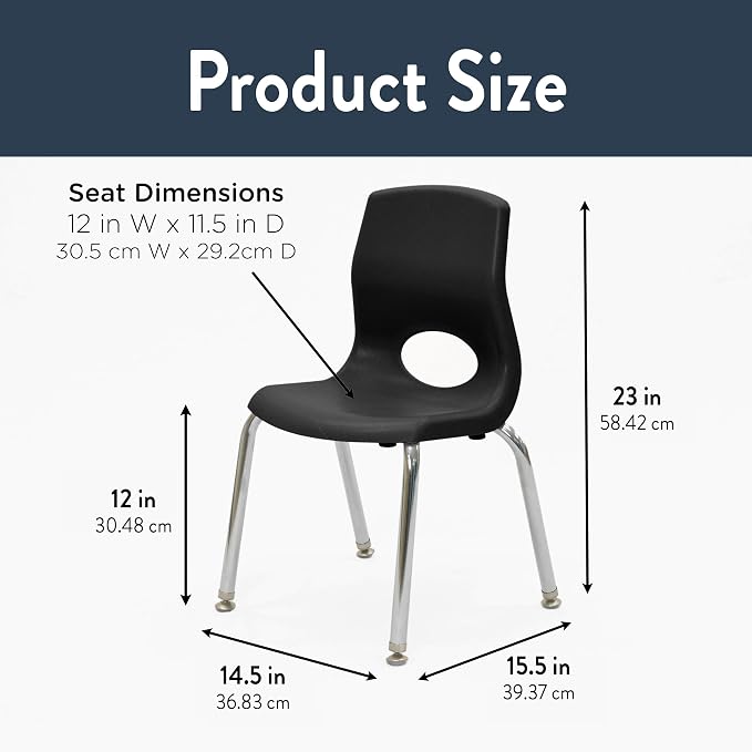 Children’s Factory MyPosture Plus 12" Chair, 2 Pack, Stackable Ergonomic - Image 2