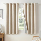 100% Blackout Linen Textured Short Small Curtains by 100BlackoutShield