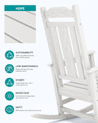 SERWALL Oversized Outdoor Rocking Chair Set of 2, HDPE Outdoor Rocking Chair - Image 6