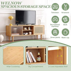 Welnow Rattan TV Stand for Up to 55 Inch, Mid Century Modern Bamboo - Image 6