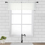 Ivory Window Valances Sheer Curtains, Modern Top Dual Rod Pocket Light by OVZME