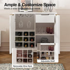 Fluted Coffee Bar Cabinet with Storage, Modern Sideboard Buffet Cabinet with - Image 7