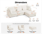 115" Oversized Corduroy Couch Modular Sectional Sofa, Washable Cloud Couch - Image 2