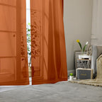 Orange Sheer Curtains 78 Inches Long 2 Panels, Light Filtering Voile Airy - Image 2