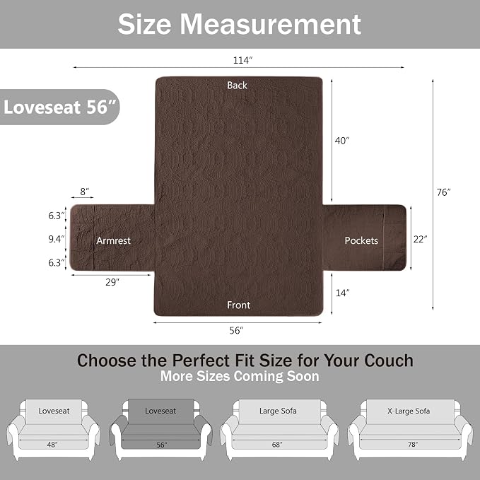 Soft Couch Cover 2 Cushion Sofa, Water-Repellent Sofa Slipcovers - Image 7