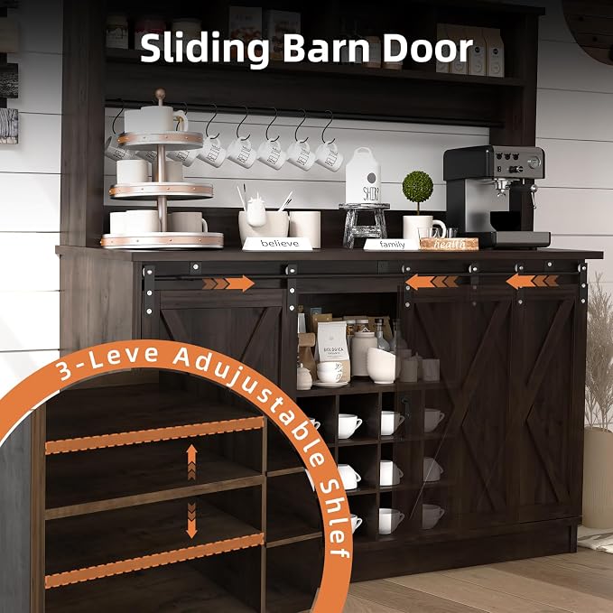 4ever2buy Farmhouse Coffee Bar Cabinet - Image 5