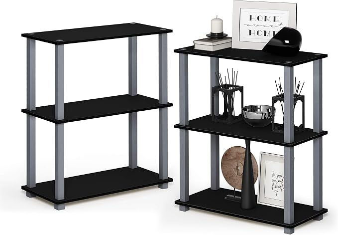 Furinno TURN-S-TUBE Storage Shelves Set of 2, 3-Tier Book Shelf, Corner Shelf by Furinno-FitsYourSpaceFitsYourBudget