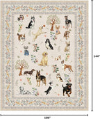 Beige Floral Area Rug 9x12 for Living Room Bedroom | Low Pile; Non Slip;Machine - Image 3