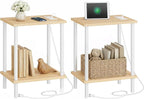 HOOBRO Side Table with Charging Station, Nightstand with 2-Layer Storage Shelves - Image 8