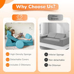 MeMoreCool Kids Play Couch, 8-Piece Modular Toddler Couch Set in Teal Blue - Image 3