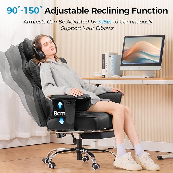 COMHOMA Big and Tall Office Chair Heavy Duty Wide Ergonomic Fabric Deluxe - Image 7