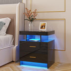 HNEBC Auto LED Nightstands Set of 2, Modern Bedside Table - Image 9