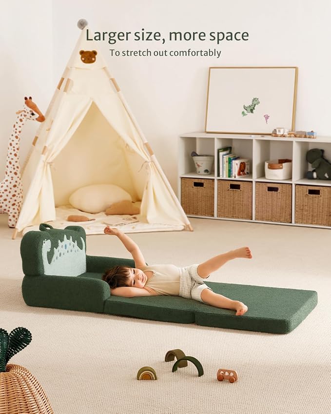 Blissful Diary Kids Couch, 2-in-1 Soft Toddler Couch Fold Out, Toddler Chair - Image 4
