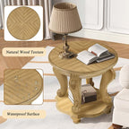 Round End Table for Living Room, Solid Wood Sofa Side Table - Image 4