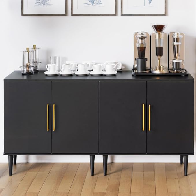 Vrullu Modern Storage Cabinet, Free Standing Buffet Cabinet, Wood Accent - Image 4