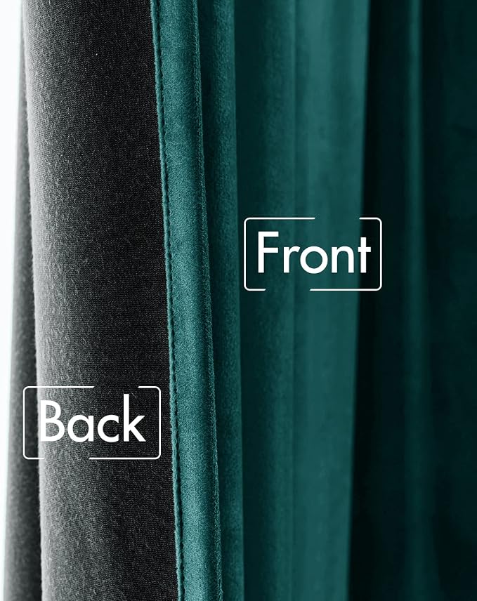MIULEE Velvet Blackout Curtains 52x90 inches 2 Panels Emerald Green | Luxury - Image 6