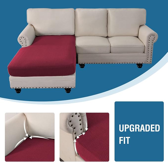 H.VERSAILTEX Sectional Couch Covers 1 Piece Chaise Slipcover L Shape Separate - Image 6