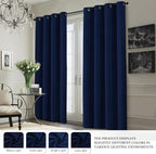 Yakamok Navy Blue 100% Blackout Curtains 63 Inches Long 50" Wide, 2 Panels | - Image 7