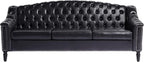 LEVNARY Mid-Century Modern Leather Couch, Chesterfield Sofa Sleeper Settee - Image 8