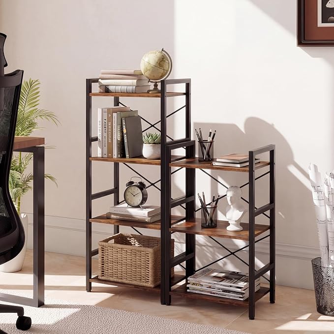 Tangkula 3-Tier Industrial Bookshelf, 16.5" Width Wooden Open Bookcase - Image 5