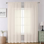 Chyhomenyc Cream Extra Long Sheer Curtains 108 Inches Long 2 Panels | Light by Chyhomenyc
