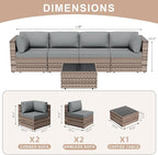JAMFLY 5-Piece Patio Furniture Set, All-Weather Wicker Outdoor Sectional Sofa - Image 2
