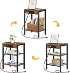 HOOBRO Side Table with Charging Station and USB Port, Small End Table - Image 9