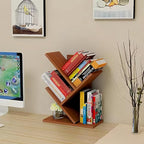 Godferyxin Tree Bookshelf, Small Bookshelf, 3 Tier Wood Mini Book Shelf and - Image 8