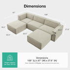 Novilla 109" Modular Sectional Sofa, No Assembly Cloud Sectional Couch - Image 2