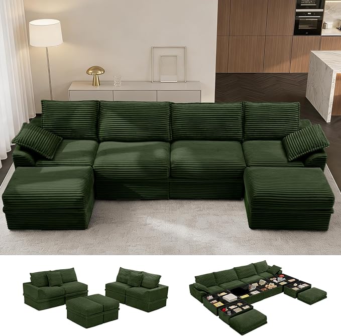 Upgrade Boneless Couch with Storage, Extra Deep&High Seat Modular Sectional by Unknown