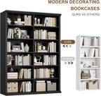 Rresyet 71.8" L *47.2“W Wooden Bookcase and Bookshelf – Extra Large Bookshelf - Image 3