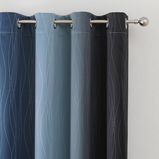 Black and Navy Blue Ombre Blackout Curtains - Image 4