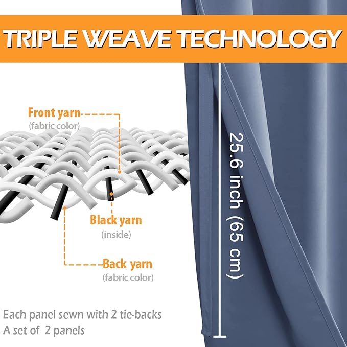 Blackout Curtains for Bedroom, 42 x 54 Inch, 2 Panels | Thermal Insulated & - Image 3