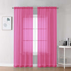 Chyhomenyc Sheer Hot Pink Curtains 90 inches Long 2 Panels, Light Filtering by Chyhomenyc