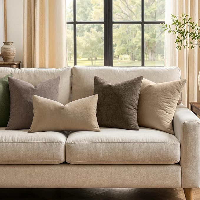 MIULEE Chocolate Brown Chenille Couch Throw Pillow Covers, 20x20 | Set of 2 - Image 3